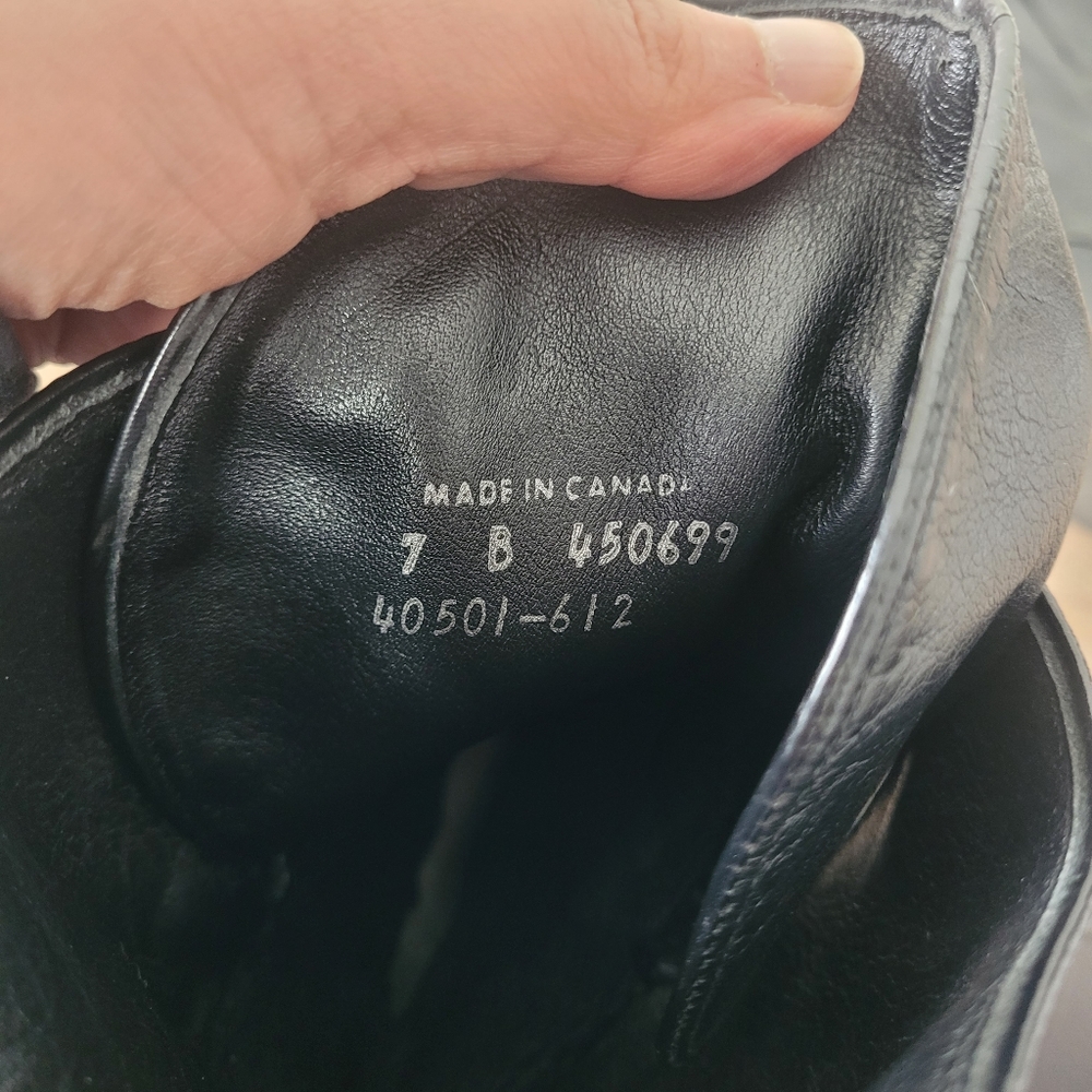 Vintage 80's black genuine leather mid calf boots Size 7 - Picture 10 of 16